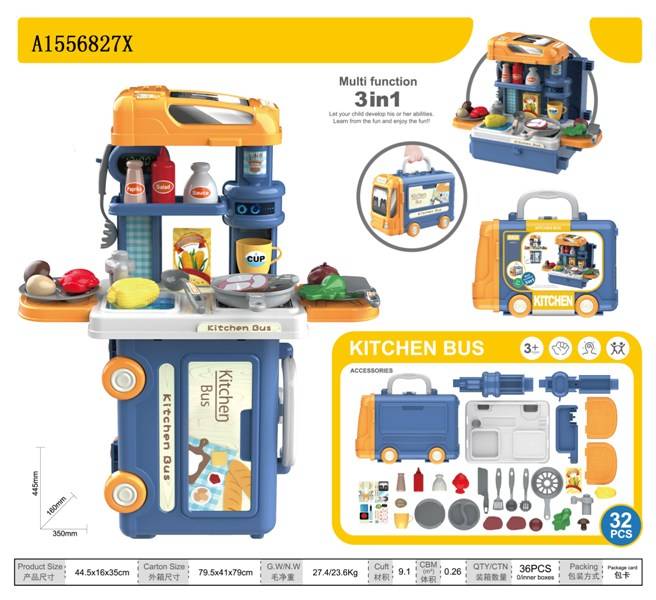 3-in-1 Kitchen Bus DIY Plastic Cooking Game