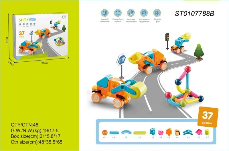 Toys Station Stick Magnetic Vehicle (37 Pieces)