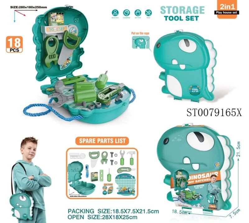 Dinosaur Tool Set Toy for Kids | 18PCS Pretend Play Tool Box in Pakistan