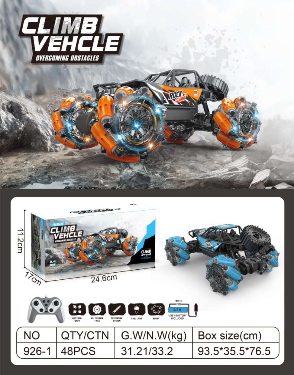 RC Climb Vehicle – Rock Crawler with All-Terrain Wheels