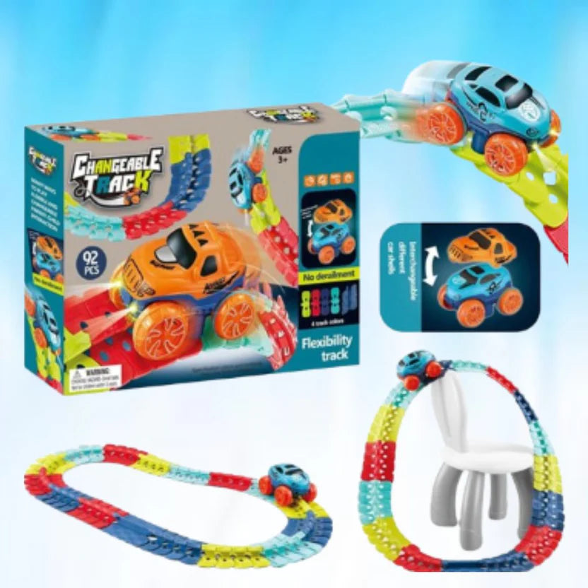 Flexible Rail Electric Car Set Changeable Track LED Lighting