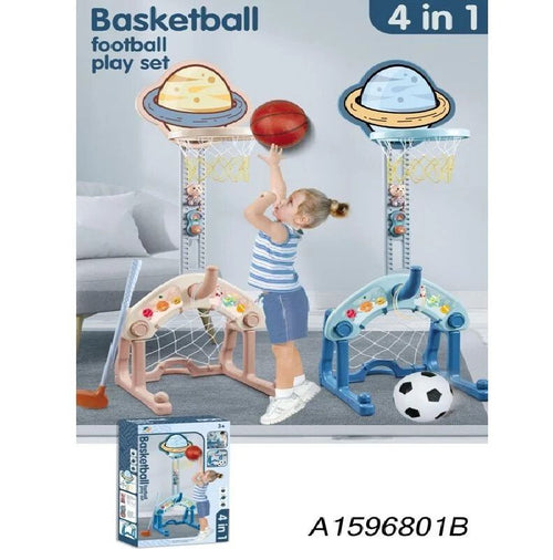 4-in-1 Kids Basketball & Football Play Set | Indoor Outdoor Sports Toy in Pakistan